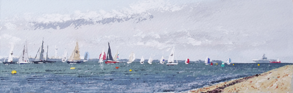 The Deauville race starts to the east off Cowes, towards the George H.W. Bush The Deauville race starts to the east off Cowes, towards the George H.W. Bush