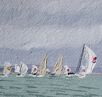Premier Flair leads in to Gurnard fine reaching under spinnaker